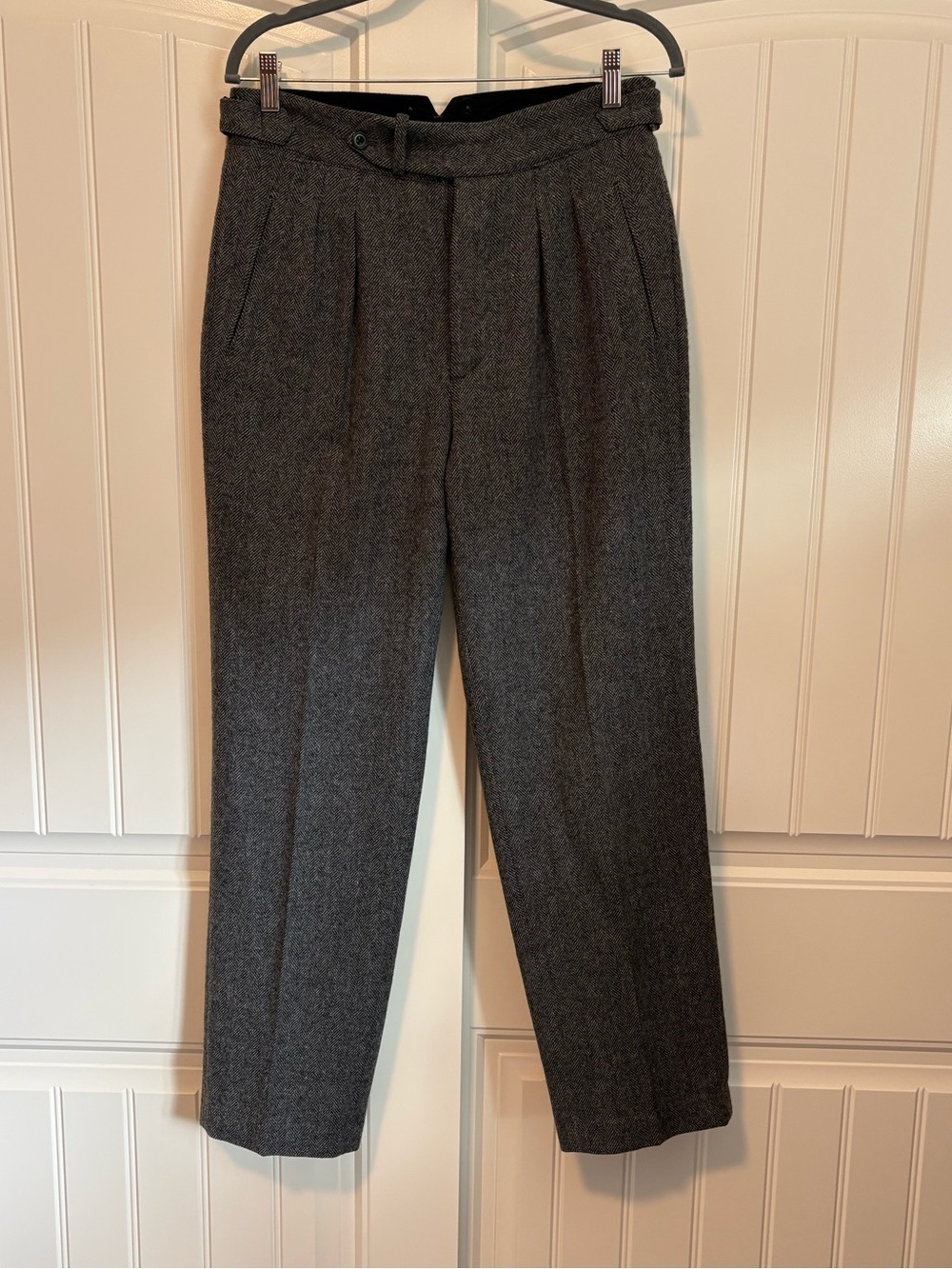 Old Joe Brand OLD JOE DOUBLE PLEATED SMARTY TROUSER GRAPHITE HERRINGBONE SIZE 32